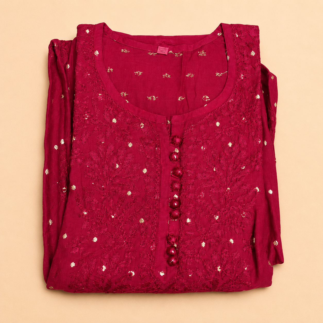 Hand Embroidered Chanderi Zari Kurta Palazzzo Set
