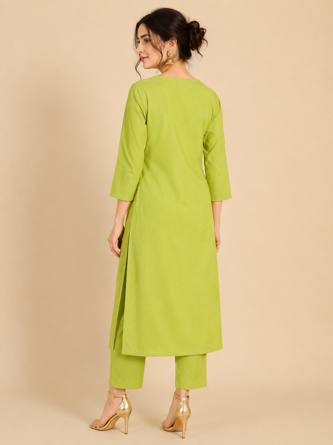 Chikankari Machine Embroidered Chanderi Kurta Pant set