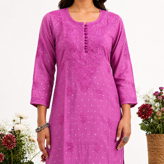 Hand |Embroidered Chanderi Zari Kurta I
