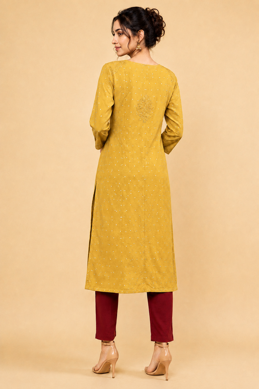 Hand |Embroidered Chanderi Zari Kurta II