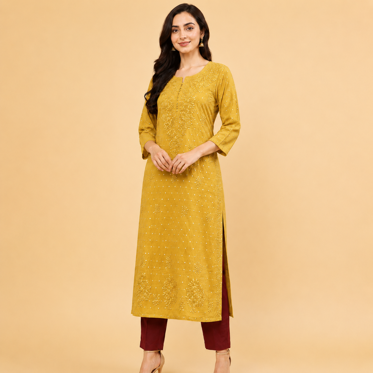 Hand |Embroidered Chanderi Zari Kurta II